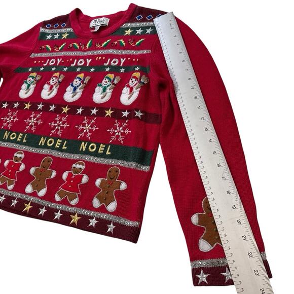 Vintage All Points By Reference Point Ugly Christmas Sweater Joy Noel Women's L - Picture 15 of 15